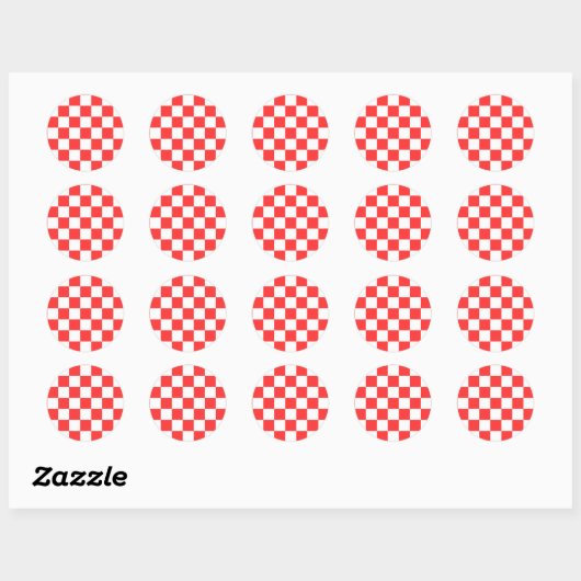 Classic visual red checkerboard  runder aufkleber (Blatt)