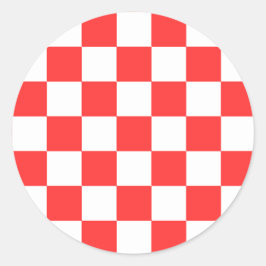 Classic visual red checkerboard  runder aufkleber