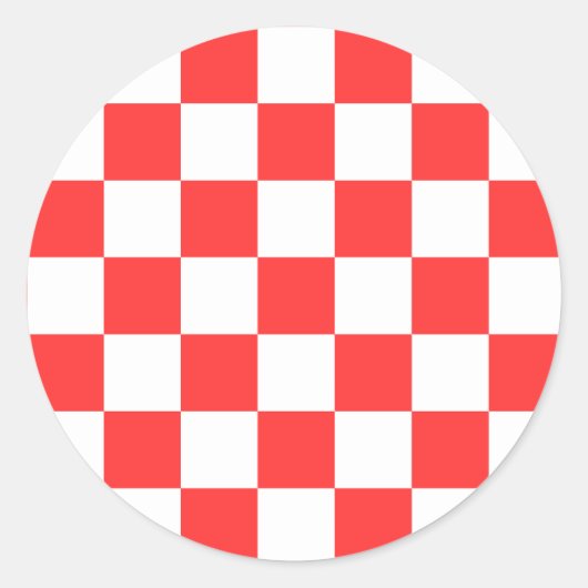 Classic visual red checkerboard  runder aufkleber (Vorderseite)