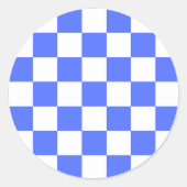 Classic visual sapphire checkerboard  runder aufkleber (Vorderseite)