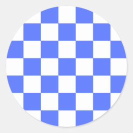 Classic visual sapphire checkerboard  runder aufkleber