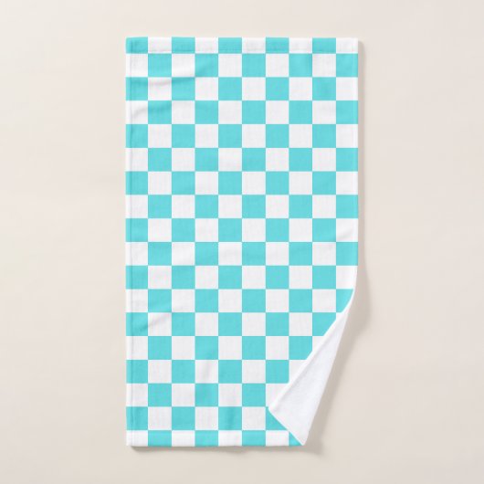 Classic visual turquoise blue checkerboard  badhandtuch set (Handtuch)