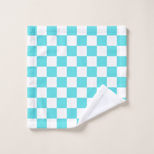 Classic visual turquoise blue checkerboard badhandtuch set (Waschlappen)