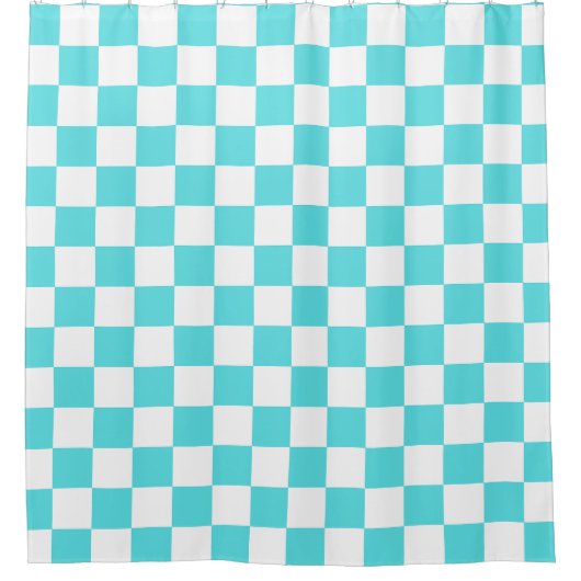 Classic visual turquoise blue checkerboard  duschvorhang (Vorderseite)