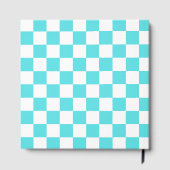 Classic visual turquoise blue checkerboard  gästebuch (Rückseite)