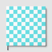 Classic visual turquoise blue checkerboard  gästebuch (Vorderseite)