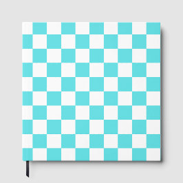 Classic visual turquoise blue checkerboard  gästebuch