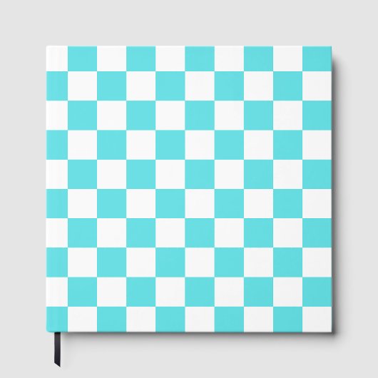 Classic visual turquoise blue checkerboard  gästebuch (Vorderseite)