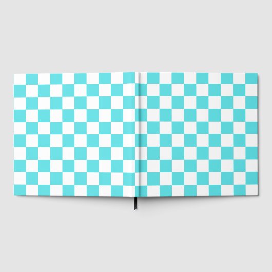 Classic visual turquoise blue checkerboard  gästebuch (Voll)