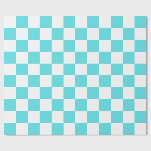 Classic visual turquoise blue checkerboard geschenkpapier (Flach)