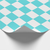 Classic visual turquoise blue checkerboard  geschenkpapier (Ecke)