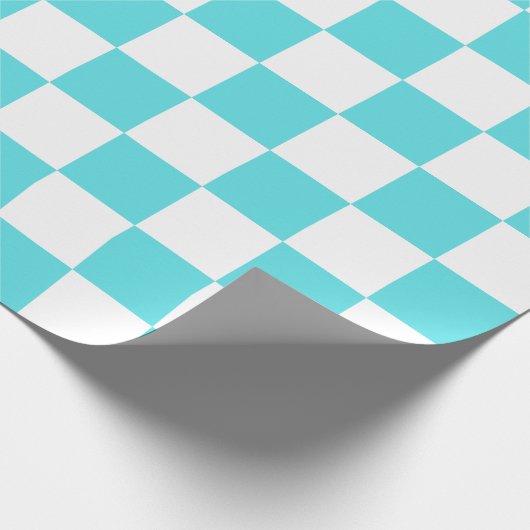 Classic visual turquoise blue checkerboard  geschenkpapier (Ecke)