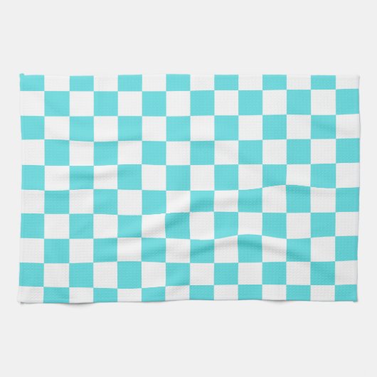 Classic visual turquoise blue checkerboard  geschirrtuch (Horizontal)
