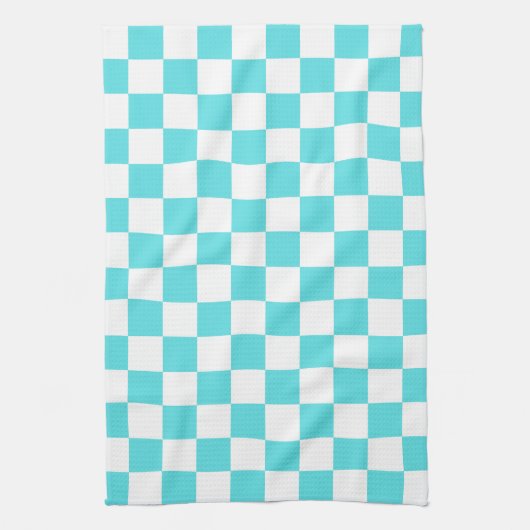 Classic visual turquoise blue checkerboard geschirrtuch (Vertikal)