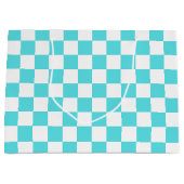 Classic visual turquoise blue checkerboard  große geschenktüte (Vorderseite)