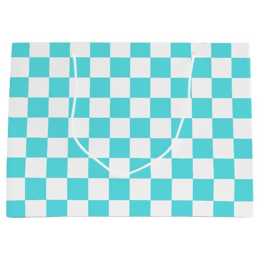 Classic visual turquoise blue checkerboard  große geschenktüte (Vorderseite)