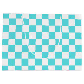 Classic visual turquoise blue checkerboard  große geschenktüte (Rückseite)