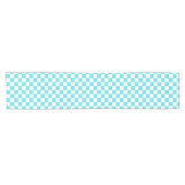 Classic visual turquoise blue checkerboard  kurzer tischläufer (Horizontal)