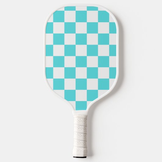 Classic visual turquoise blue checkerboard  pickleball schläger (Rückseite)