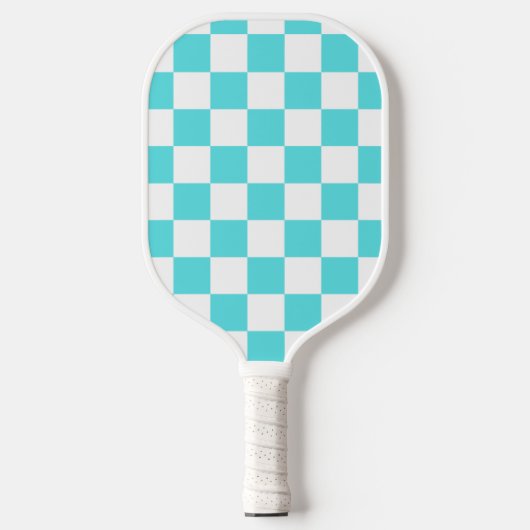 Classic visual turquoise blue checkerboard  pickleball schläger (Vorderseite)