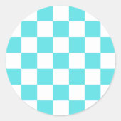 Classic visual turquoise blue checkerboard  runder aufkleber (Vorderseite)