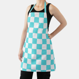 Classic visual turquoise blue checkerboard  schürze