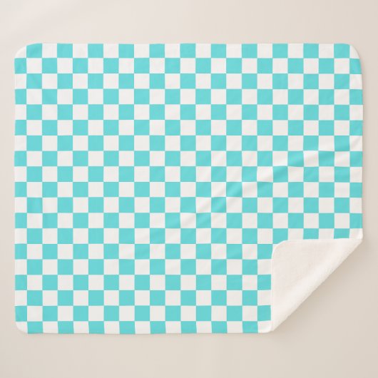 Classic visual turquoise blue checkerboard  sherpadecke (Vorderseite (Horizontal))