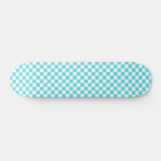 Classic visual turquoise blue checkerboard  skateboard (Horizontal)