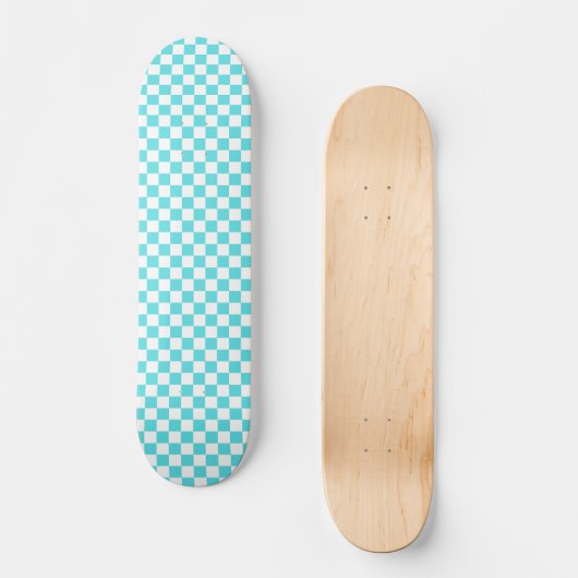 Classic visual turquoise blue checkerboard  skateboard (Vorderseite)