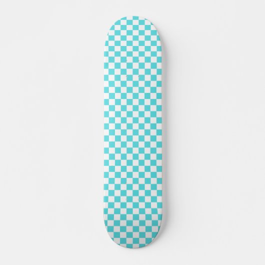 Classic visual turquoise blue checkerboard  skateboard (Vorne)