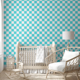 Classic visual turquoise blue checkerboard  tapete