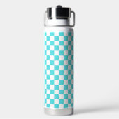 Classic visual turquoise blue checkerboard  trinkflasche (Hinten)