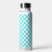 Classic visual turquoise blue checkerboard  trinkflasche (rechts)