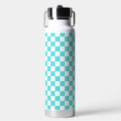 Classic visual turquoise blue checkerboard  trinkflasche (Vorderseite)