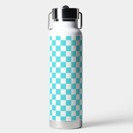 Classic visual turquoise blue checkerboard  trinkflasche