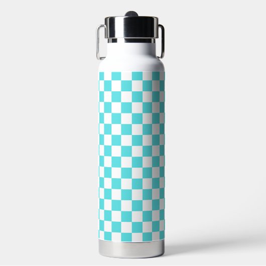 Classic visual turquoise blue checkerboard  trinkflasche (Vorderseite)