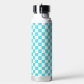 Classic visual turquoise blue checkerboard  trinkflasche (Links)