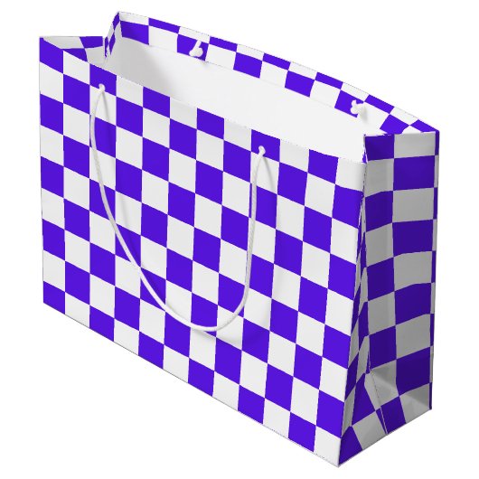Classic visual violet checkerboard  große geschenktüte (Rückseite Schrägansicht)