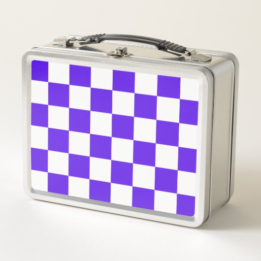 Classic visual violet checkerboard metall brotdose (Vorderseite)
