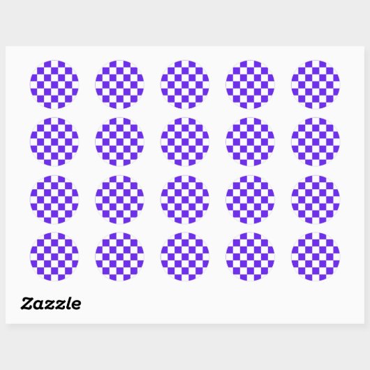 Classic visual violet checkerboard  runder aufkleber (Blatt)