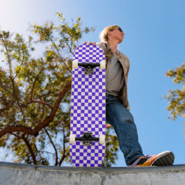 Classic visual violet checkerboard  skateboard