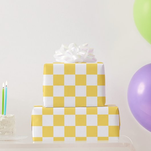 Classic visual yellow checkerboard  geschenkpapier