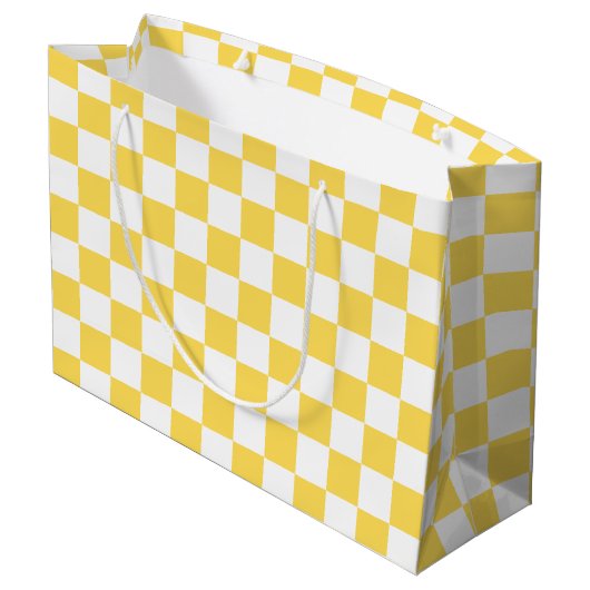 Classic visual yellow checkerboard  große geschenktüte (Rückseite Schrägansicht)
