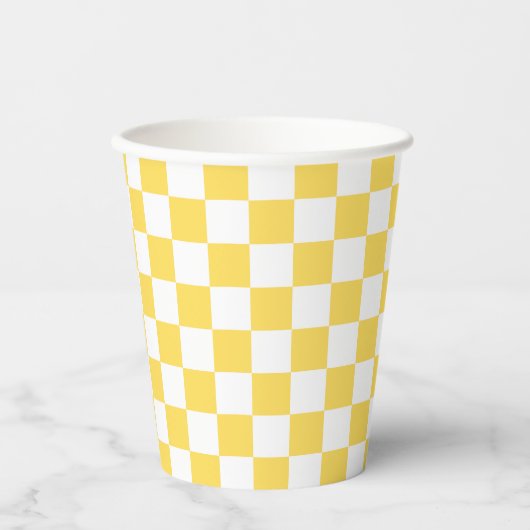 Classic visual yellow checkerboard  pappbecher (Vorderseite)