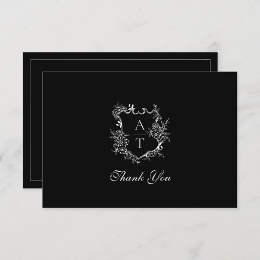 Classic Wappen Monogram Wedding Dankeschön Card Dankeskarte (Vorne/Hinten)
