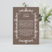 Classic Warm Mocha Brown Ornately Framed Wedding Begleitkarte (Stehend Vorderseite)
