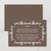 Classic Warm Mocha Brown Ornately Framed Wedding Begleitkarte (Vorne/Hinten)