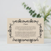 Classic Warm Sand Ornately Framed Wedding Begleitkarte (Stehend Vorderseite)