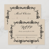 Classic Warm Sand Ornately Framed Wedding RSVP Karte (Vorne/Hinten)