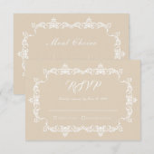 Classic Warm Sand Ornately Framed Wedding RSVP Karte (Vorne/Hinten)